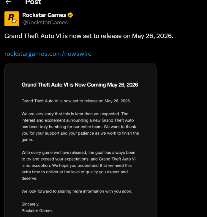 gta6 release date deay 